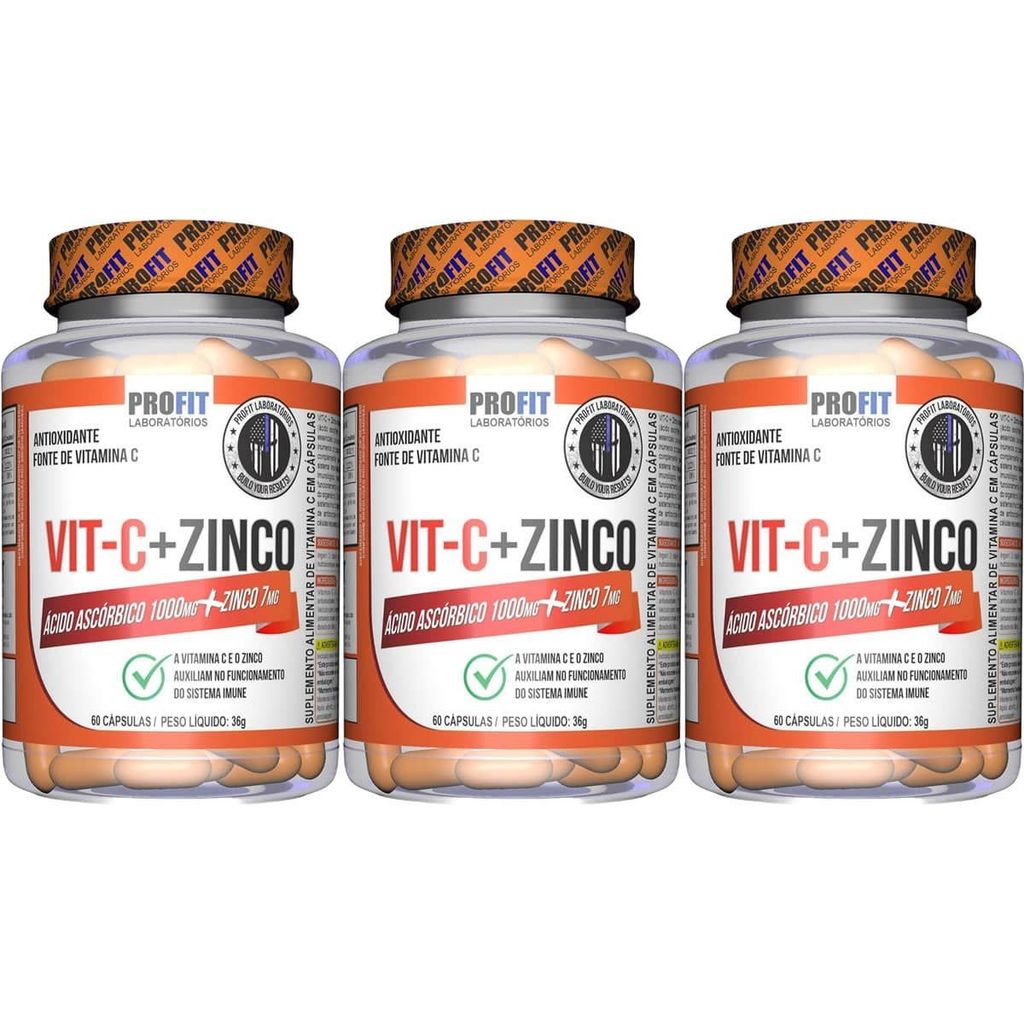Kit 3X Vit C + Zinco - 60 Cápulas - ProFit