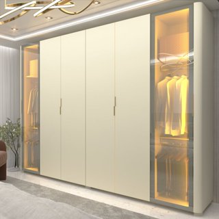 Guarda-roupa Casal 6 Portas com 2 Portas Reflecta com Pés com Led Innova 100% MDF Off White em Oferta na Shopee