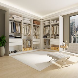 Conjunto Closet Casal sem Portas 2 Módulos 6 Gavetas França  Branco em Oferta na Shopee