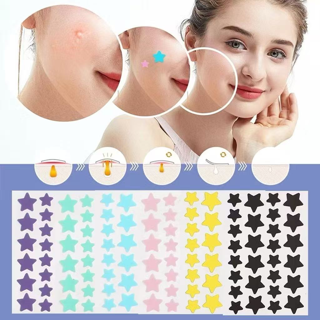 KITS Adesivos Secador Para Espinhas Rosto , Patches em formato de estrelas - cores sortidas