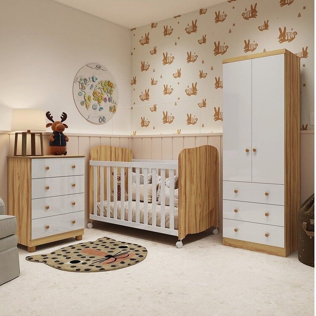 Quarto de Bebê Completo com Guarda Roupa 2 Portas Cômoda e Berço Cambalhota 100% Mdf Espresso Móveis em Oferta na Shopee