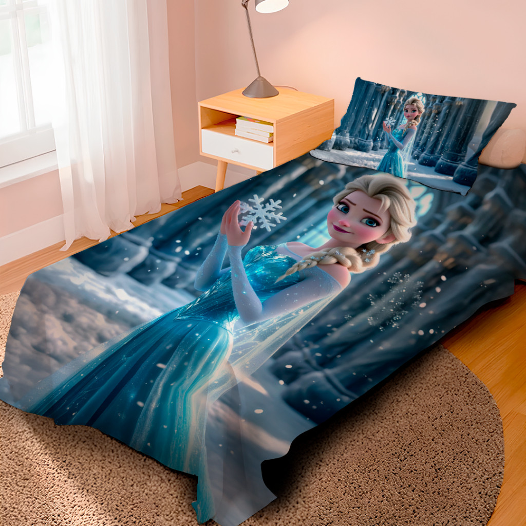 Lençol Cobre Leito Solteiro e Fronha Frozen Criança em Oferta na Shopee