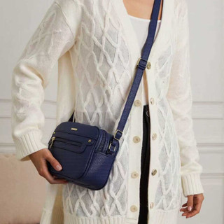Bolsa transversal feminina 3 compartimento com ziper fang