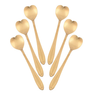 PCS Colheres Café 4/6/8 Chá Coração Sobremesa Inox Dourada/Colher de chá metal dourado em Oferta na Shopee