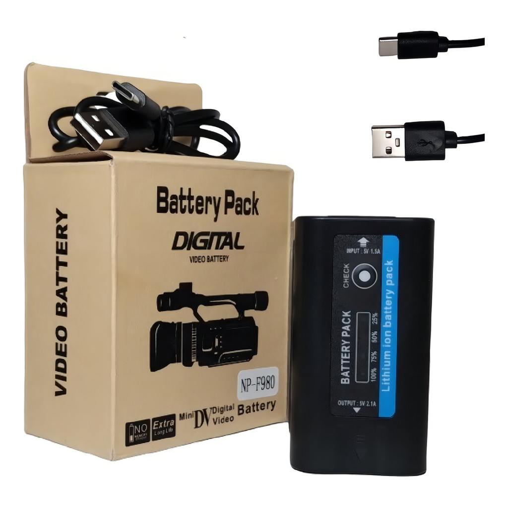 Bateria NP-F980 10.000mAh | Ideal para LEDs, Câmeras e Fimadoras