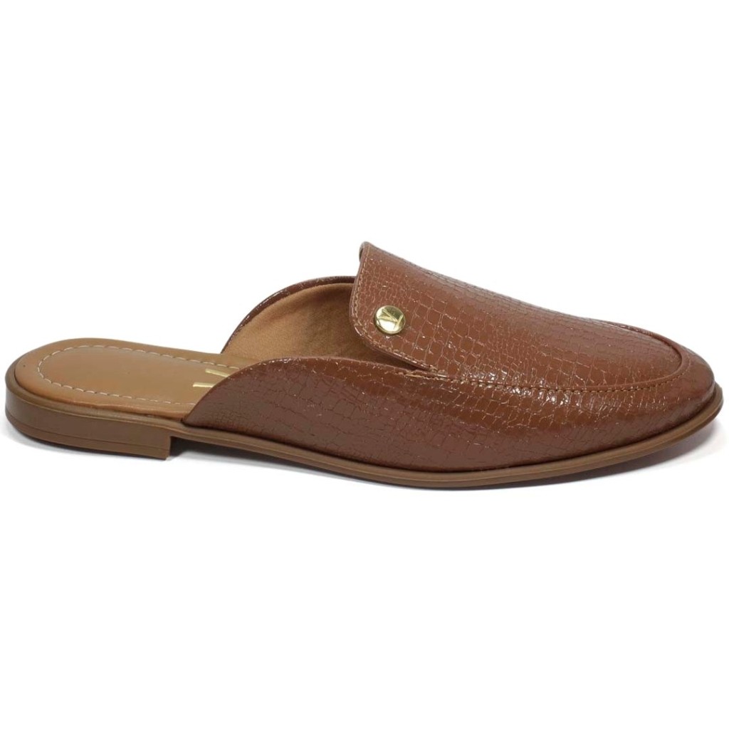 Mule Vizzano Verniz Croco London Mocca Feminino 1376.109