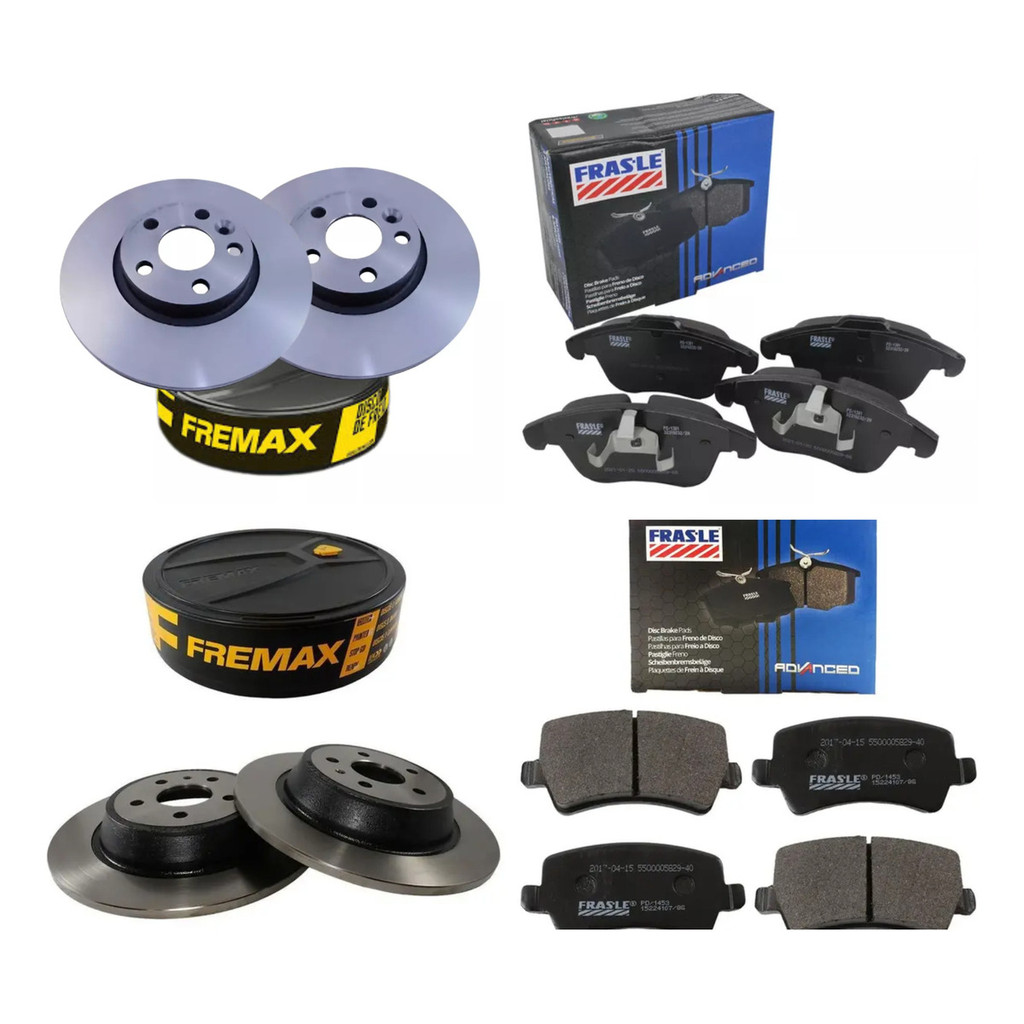 Kit Disco Pastilha Dianteira E Traseira Evoque 2011 A 2015 (FREMAX E FRASLE)