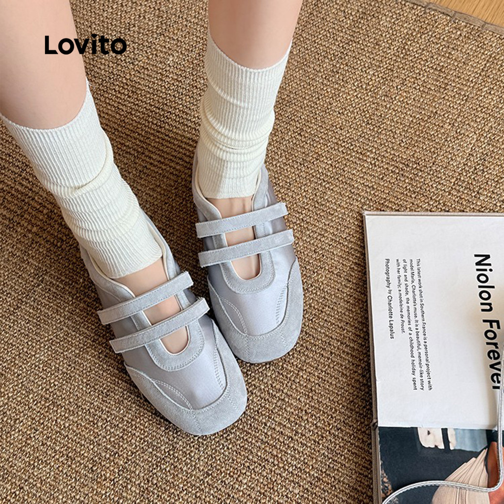 Lovito Tênis Casuais de Ballet para Mulheres LFA97048 em Oferta na Shopee