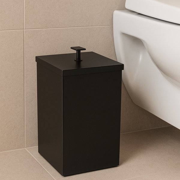 Lixeira Quadrada Inox - 7,8L - Preta