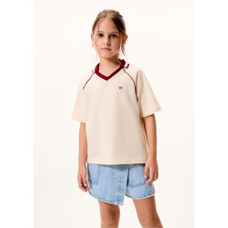 Camisa Polo Infantil Menina Em Malha Binada em Oferta na Shopee