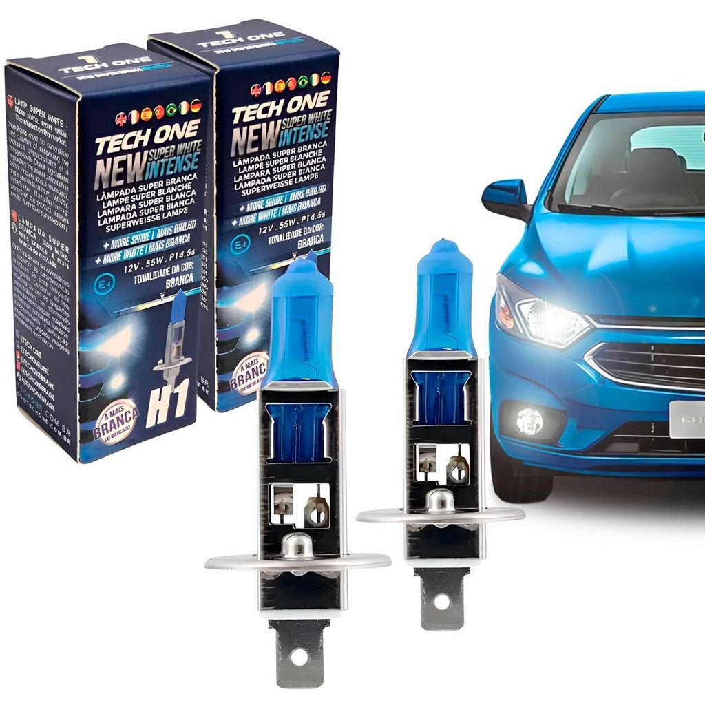 Par Lampada Super Branca H1 8500k Tipo Xenon 12v 55w Techone em Oferta na Shopee