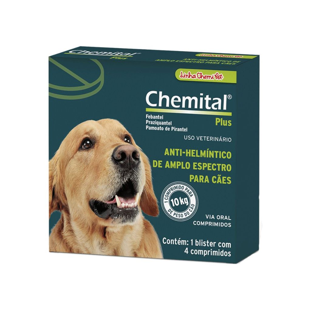 Chemital Plus para Cães Chemitec 4 comprimidos em Oferta na Shopee