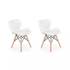 Kit 02 Cadeiras Charles Eames Eiffel Slim Wood Estofada