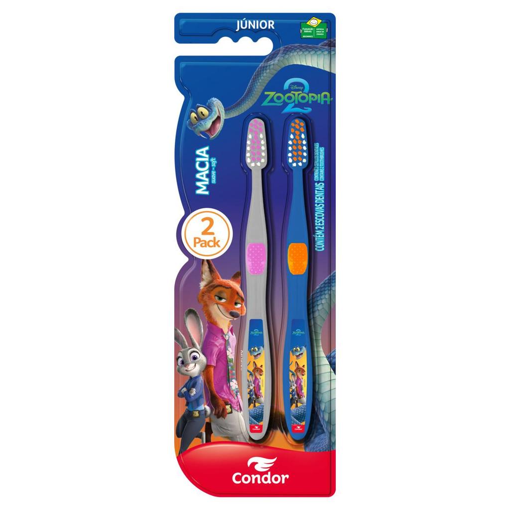 Escova Dental Infantil Macia Zootopia 2 Condor Jn 2 Unidades em Oferta na Shopee