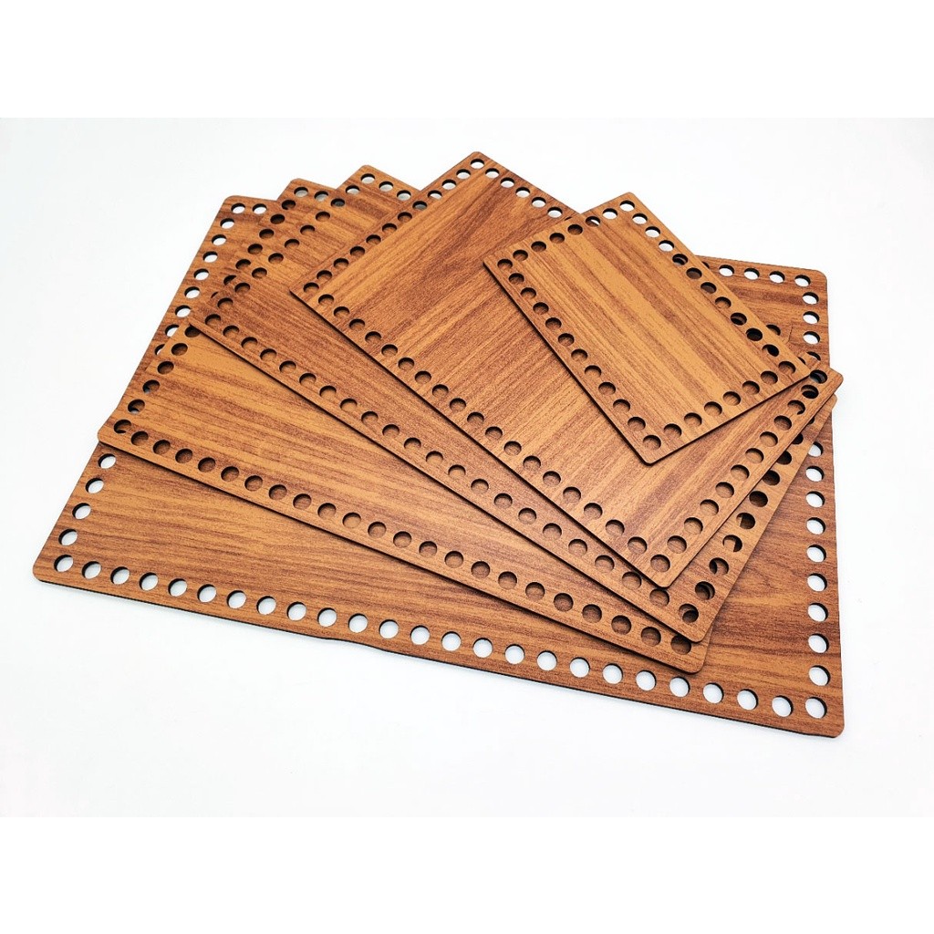 Base MDF Mogno Crochê Cestos Fio de Malha - Retangular - 13x20 a 25x40cm