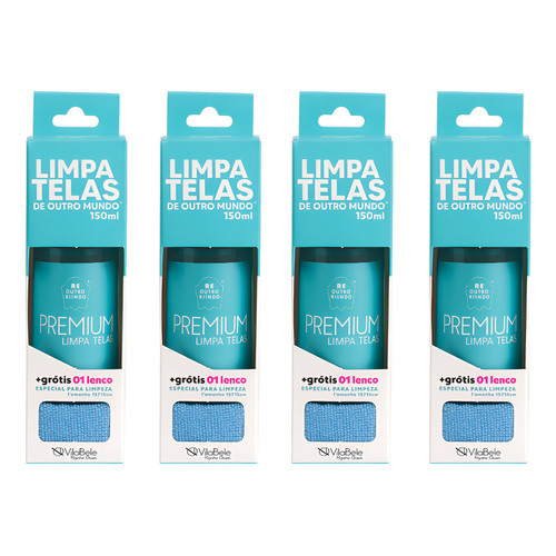 Kit Com 4 Limpa Telas Spray De Outro Mundo 150 Ml Lenço