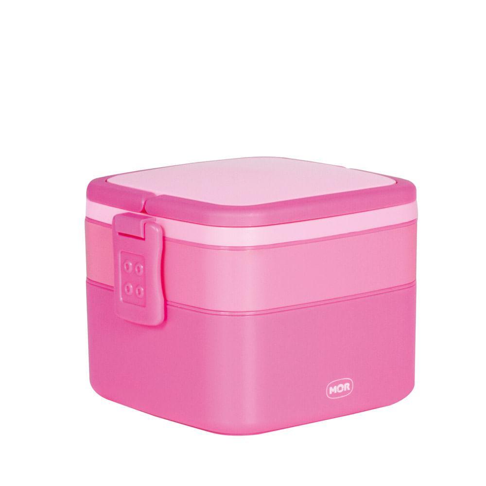 Pote Marmita 2 Andares Quadrado com Alça - Rosa em Oferta na Shopee