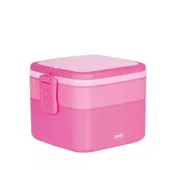 Pote Marmita 2 Andares Quadrado com Alça - Rosa