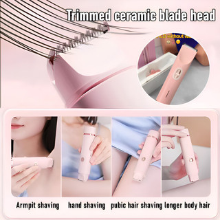 【Feminino Portátil】[Uso Universal] Depilador Duas Cabeças/Aparador Privado/Trimmer