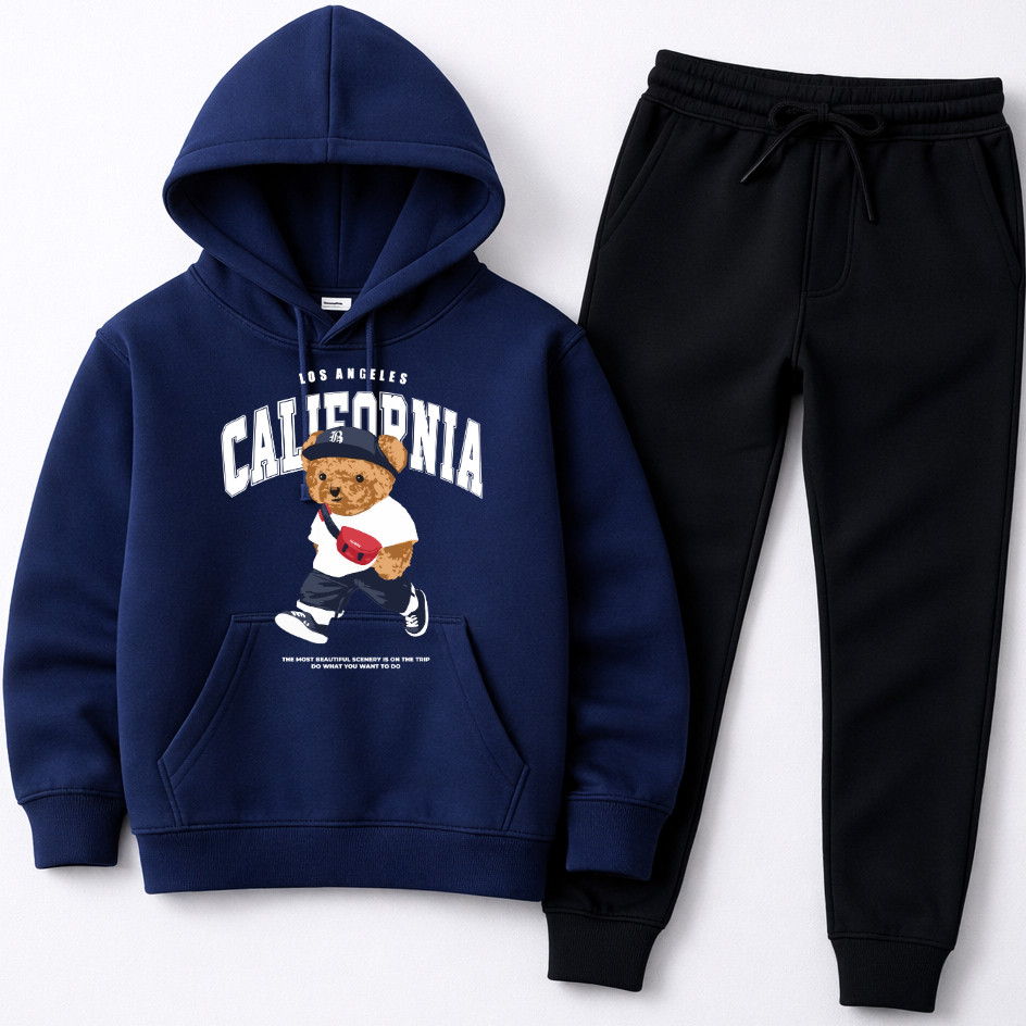 Conjunto Infantil PREMIUM Moletom Agasalho Canguru Urso California Quentinho Flanelado Confortável lançamento Uzzi