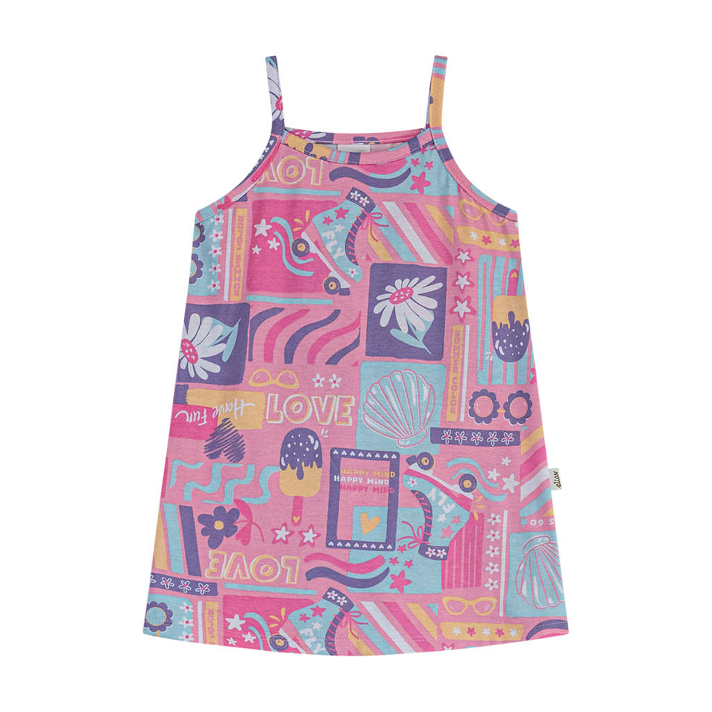 Vestido Infantil Menina Estampa Verão Elian Rosa