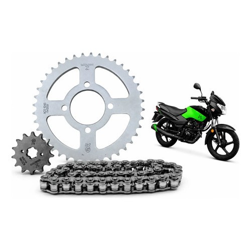 Kit Relação Aço 1045 Mottu Sport 110 2022 2023 2024 Prateado