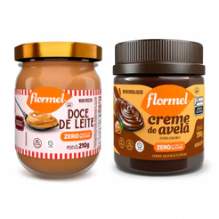 Kit 2 unid Doce de Leite e Creme de Avelã Com Cacau Zero Açucar Flormel 210g cada
