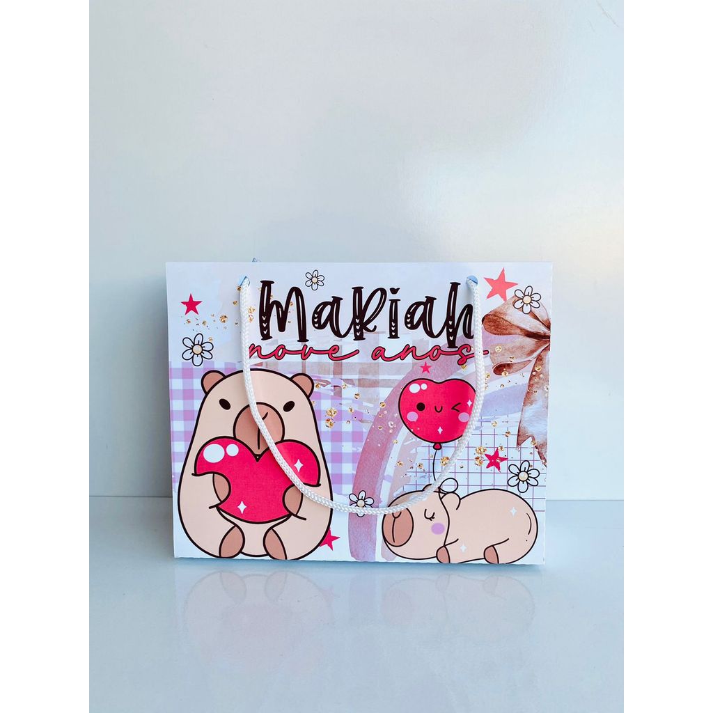 Sacolinha CAPIVARA Aquarela (pegue e monte) Personalizada - Lembrancinha Surpresa Festa Princesas