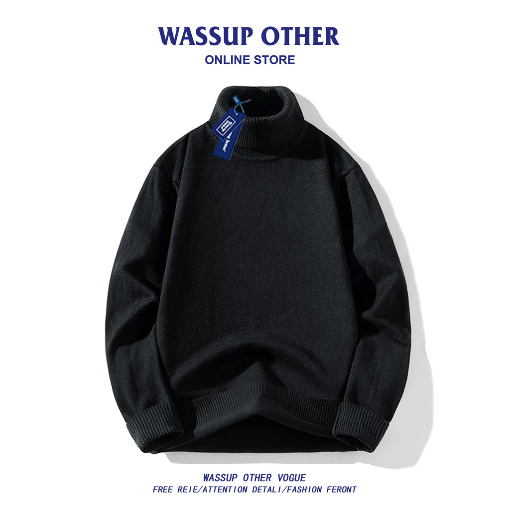 WASSUP ISSUE Americano Retro Malhas Jaqueta Masculina Outono Inverno Núcleo Fio Camisa de Fundo Casal Suéter Masculino