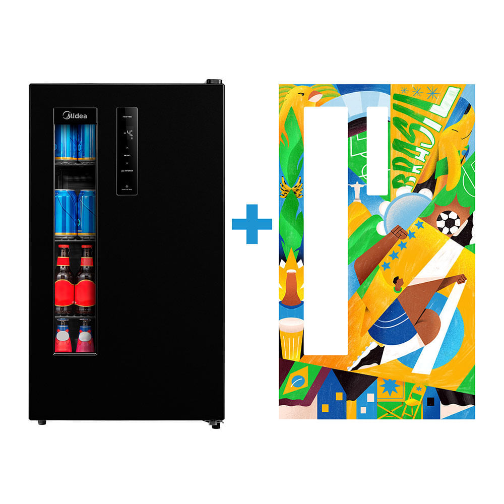 Kit Cervejeira Frost Free 82 Litros Preta + Ímã Personalizado Midea