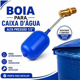 Torneira Boia Caixa D'Água 1/2 Metal Reforçada Alta Vazão Haste Anticorrosiva Automática Resistente