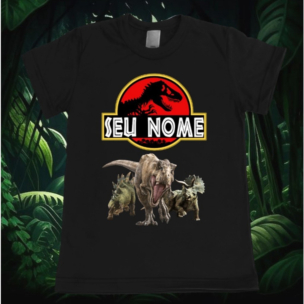Camiseta Personalizada Infantil Jurassic Park - Tema Dinossauro Exclusivo 100% Algodão