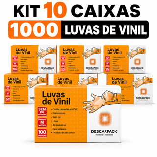 Luva de Vinil com Pó Descartável Descarpack – Caixa com 1000 Unidades e Selo Anvisa