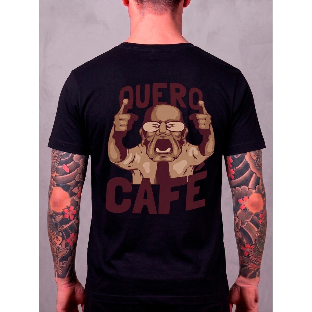 Camiseta Masculina Quero Café - Camisa Streetwear Unissex 100% Algodão Plus Size Oversized ENvio Rápido
