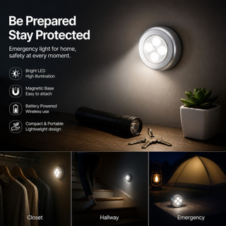 2 Unidades Lâmpada Adesiva De Emergência Com 3 LEDs Lampada Pequena Para Corredor/Parede/Armário