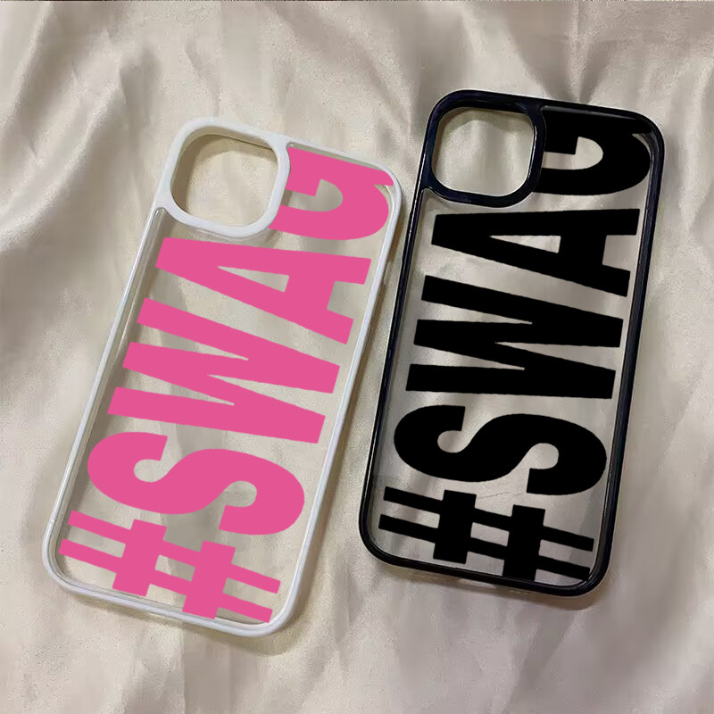 SWAG Bold Letter Clear Phone Case Para Samsung Galaxy A56 A55 A36 A26 A06 A16 A35 A54 A53 A52 A34 A15 A05s Capa