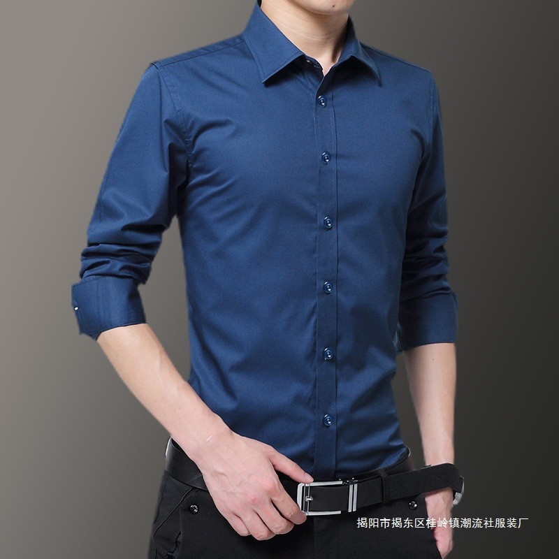 Camisa de manga comprida masculina versão coreana magro-ajuste primavera outono roupas bonito cinza camisa masculina na 