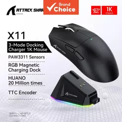 Attack Shark X11 Mouse - Leve, Gamer, Sensor PAW3311, 3 Modos Sem Fio, Bluetooth, Recarregável, RGB底部