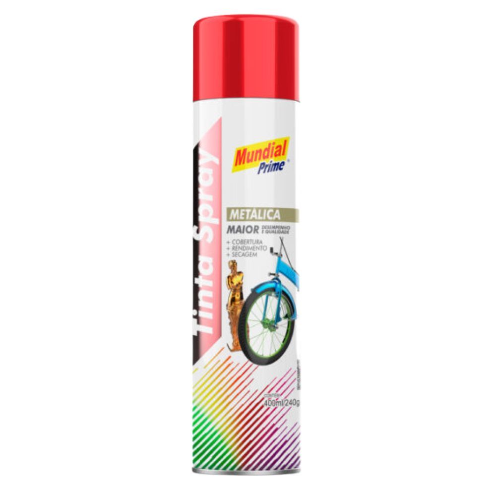 Spray De Tinta Metálica Vermelho 400ML Mundial Prime