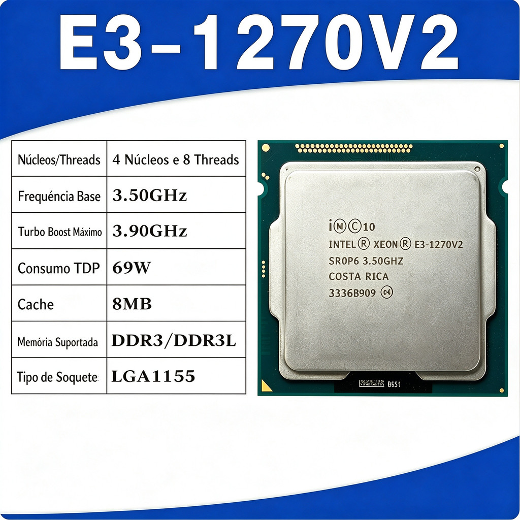 Intel Xeon E3-1270 V2 Processador Desktop Computador CPU Soquete LGA1155 4 Núcleos 3.50 Ghz Frequência 8 Mb Cache