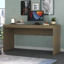 Escrivaninha Mesa Escritório Home Office 150cm Nogal Marrom Avelã