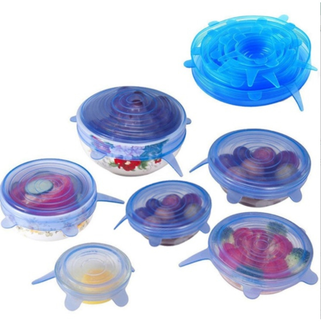 Kit 6 Tampas Panela Silicone Universal Reutilizável Elástica Tampas Silicone Cozinha Geladeira cor