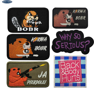 Estoque pronto atacado engraçado castor Velcro remendo bordado braçadeira mochila decoração emblema vários tipos forneci