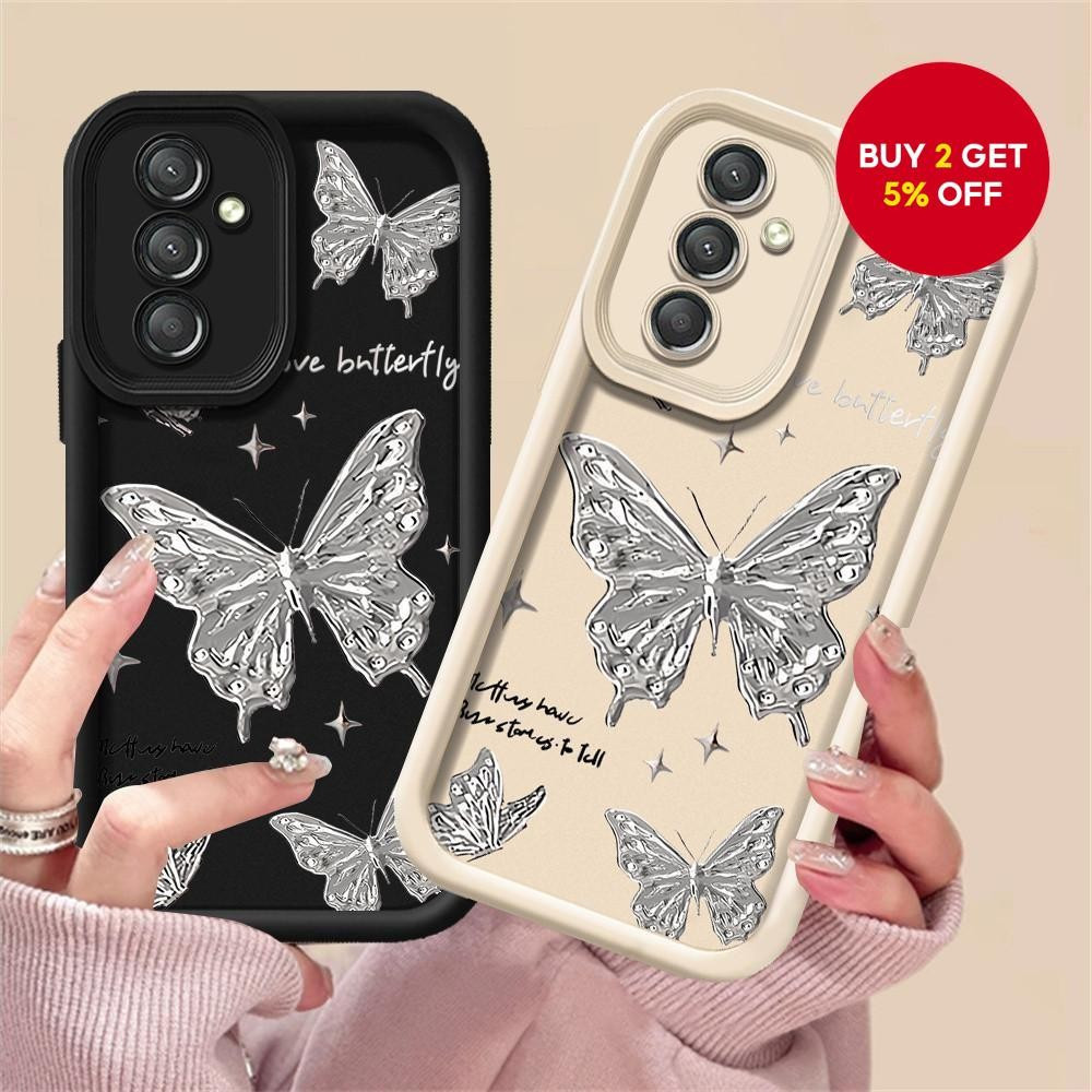 Capa Macia Com Padrão De Borboleta Branca Para Samsung A05S/A05/A15/A14/A13/A04S/A03S/A04E/A03/A10/A10S/A11/A12/A20/A30/