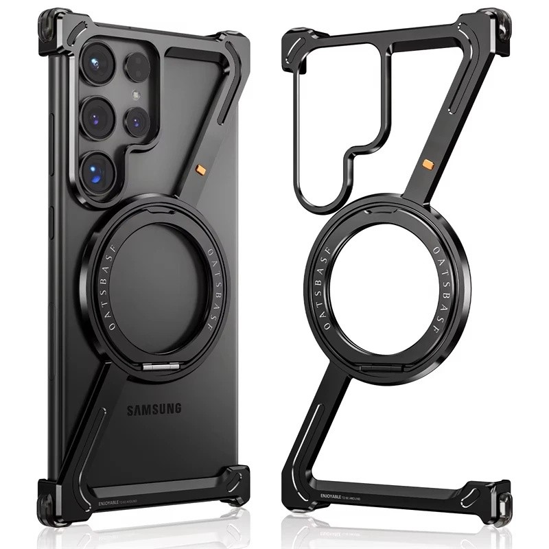 yyyZ Forma Moldura De Metal Caso Telefone Para Samsung Galaxy S24 Ultra Luxo Qua