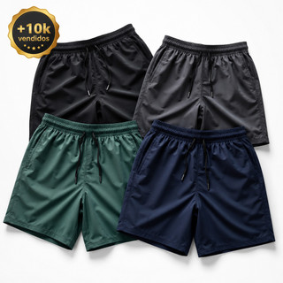 4 Shorts Praia Bermuda Masculina Tactel Masculino Elástico Bolso Elastano Seca Rapido Poliéster Costura Reforçada