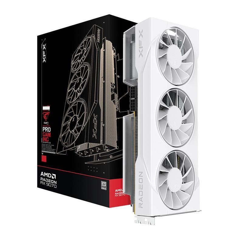 Placa de Video XFX Swift Radeon RX 9070GRE White Triple Fan Gaming, 12GB, GDDR6, 192-bit, RX-97GRE29W7