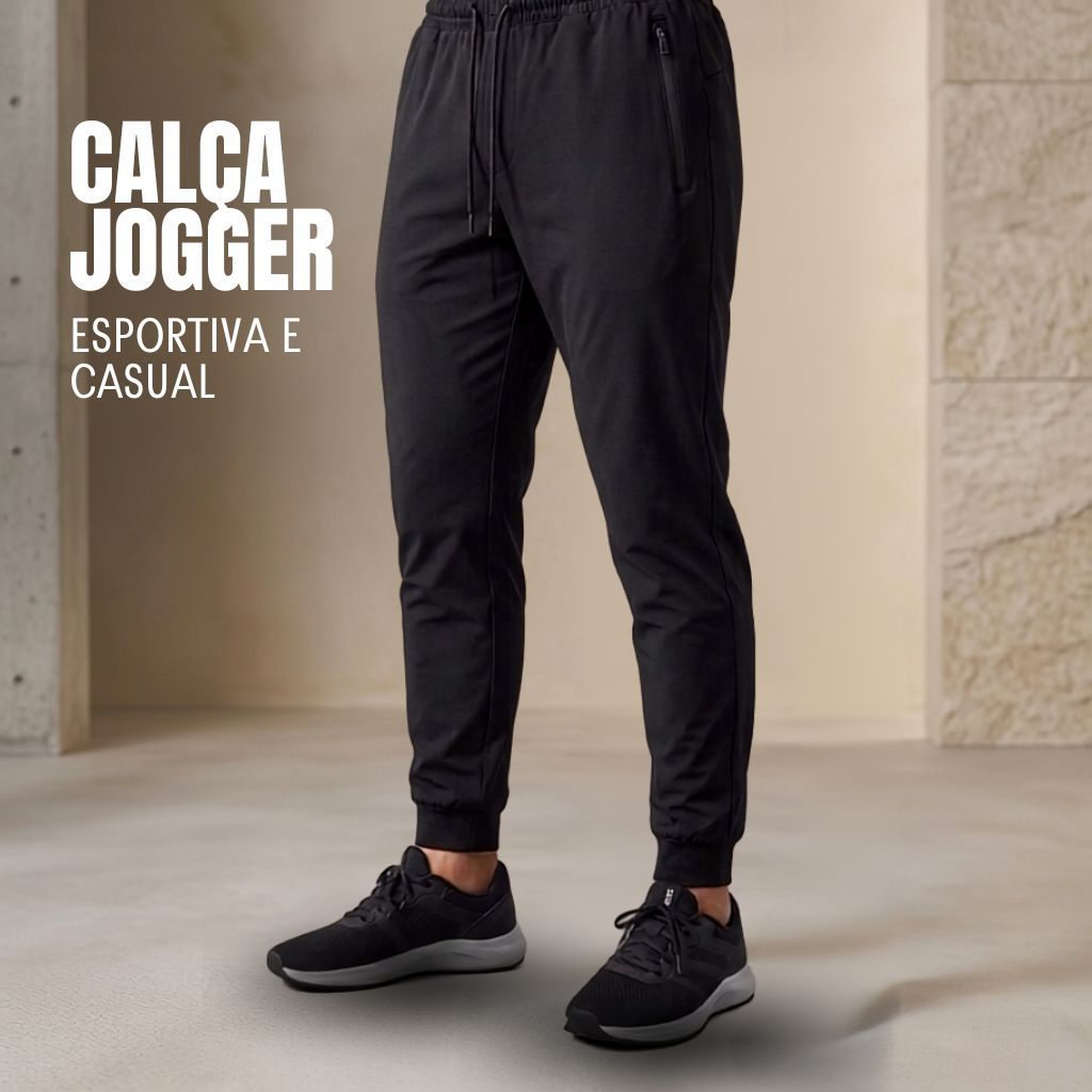 Calça Masculina Premium Bolso com Zíper Elastano Casual Esportiva Tecido Leve Respirável Macio