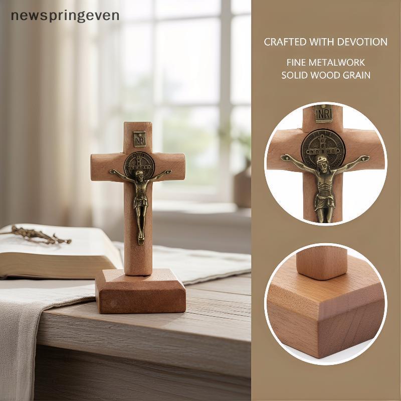 Cruz De Madeira Em Pé Com Destaque Para Casa , Decoração De Estante Religiosa Exclusiva Presente De Inauguração