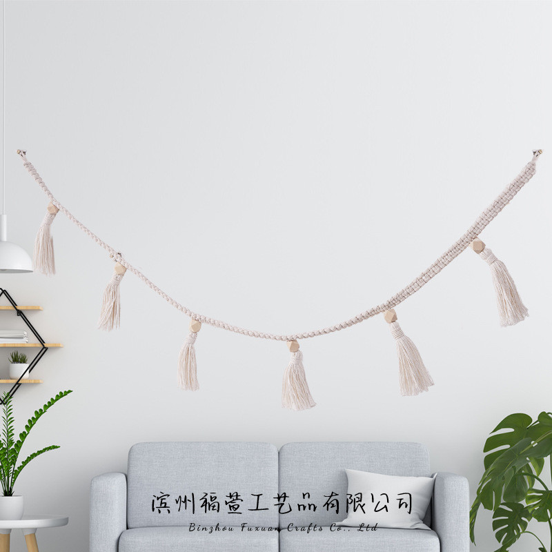 Decoração de parede de corda de algodão estilo nórdico transfronteiriço Decoração de parede de quarto infantil Borla cur
